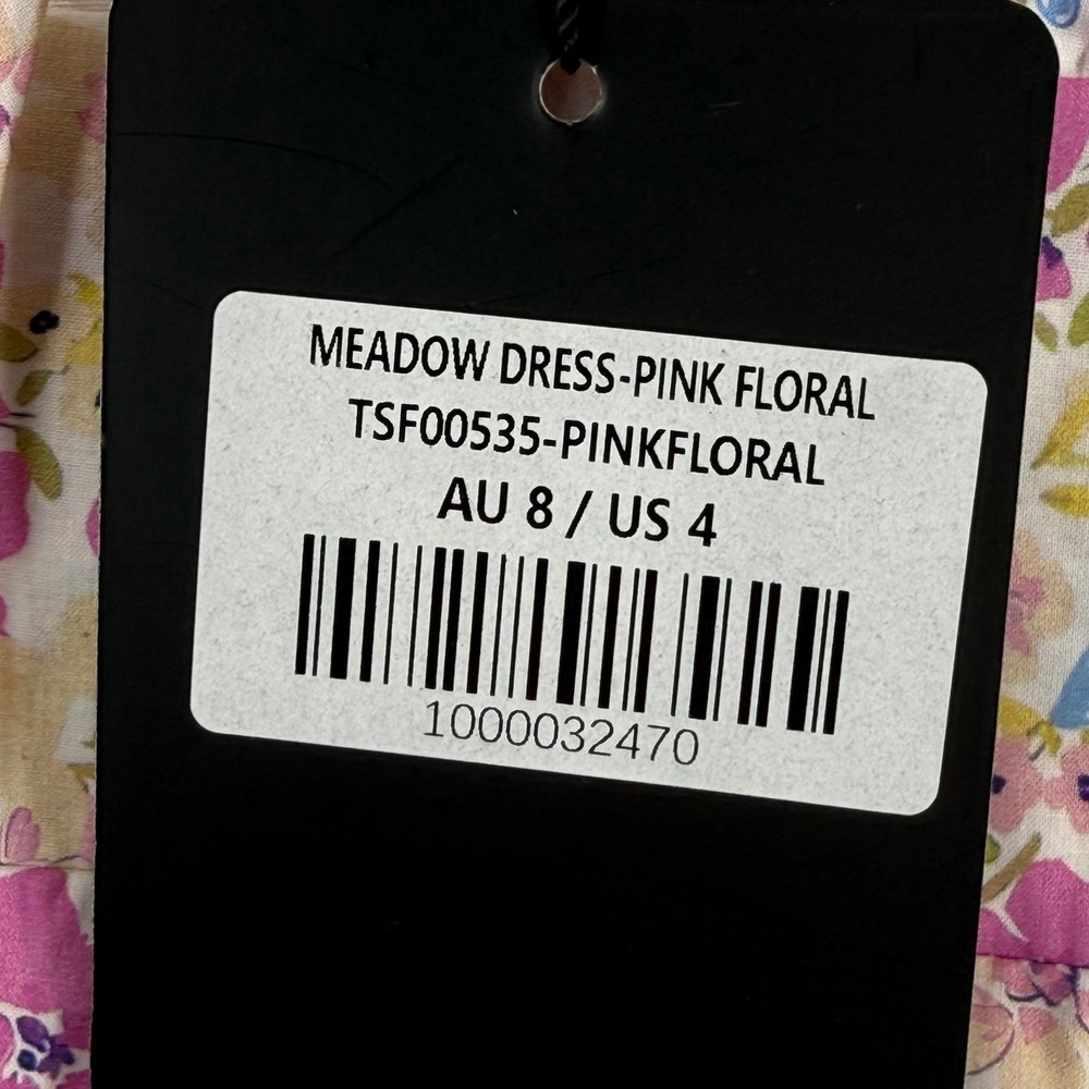 Thats So‎ Fetch Meadow Dress Pink Floral Butterfly Tiered Ruffle Mini US 4 - Picture 3 of 10